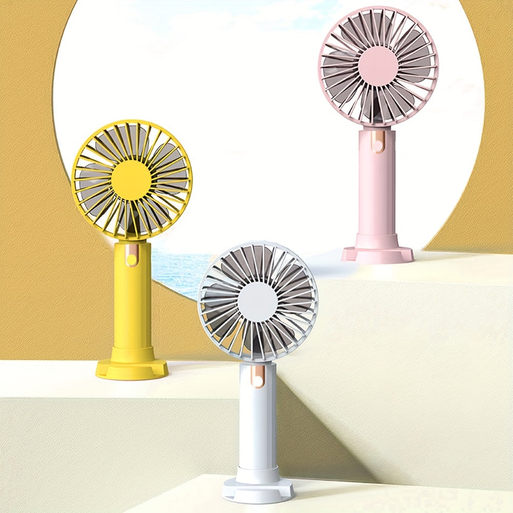 Stay cool anywhere with this lightweight, handheld mini fan that is ultra-portable and USB rechargeable. Perfect for office, outdoor activities, travel, and camping.