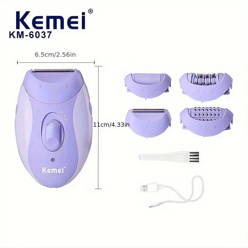 Komei Hair Remover KM-6037 Women's Care Set with USB Shaver, Four-in-One Full Body Shaving and Foot Scrub