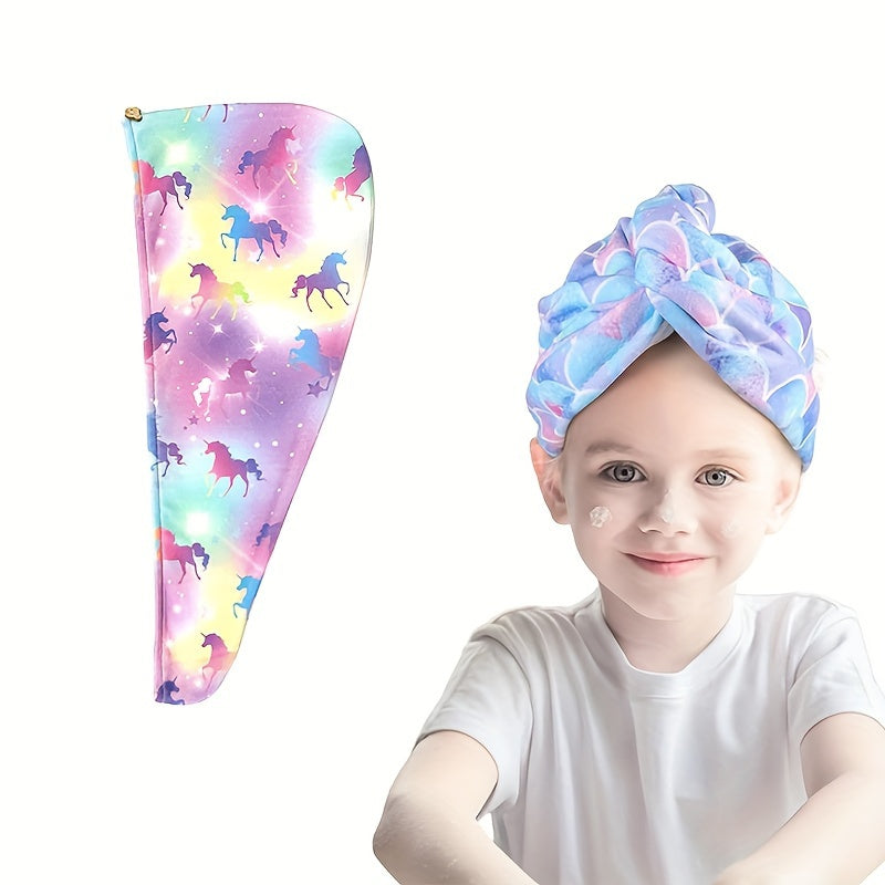 Mermaid-themed Cartoon Microfibre Hair Towel: Wrap, Rapidly Drying Turban