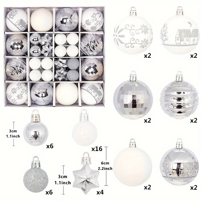 44 Christmas ball ornaments for decorating Christmas trees at home parties, weddings, and as holiday gifts.