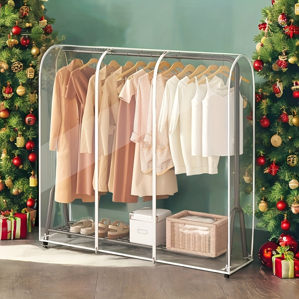 Spacious Clear Garment Cover - 149.86x109.22cm Shield Against Dust & Moisture, Ideal for Clothing Storage in Bedroom, Cloakroom, Living Room, or Mounted Closet Systems, Freestanding or Floor Rack for Winter Clothes