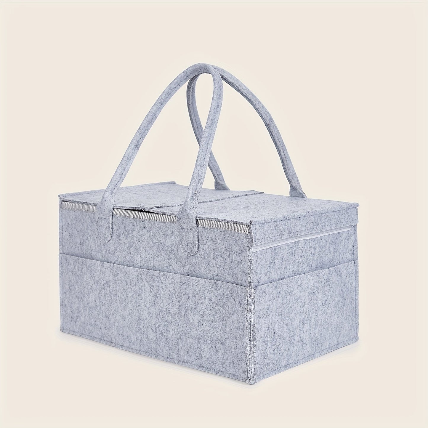 Foldable Diaper Storage Bag in Light Grey with Flap, Mommy Handbag