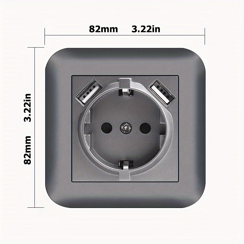 EU Standard 16A Wall Power Socket with USB Port, Type-C, and Flame Retardant Panel in Black/White/Grey - Ideal for Home Appliances, Rounded Edge Design.