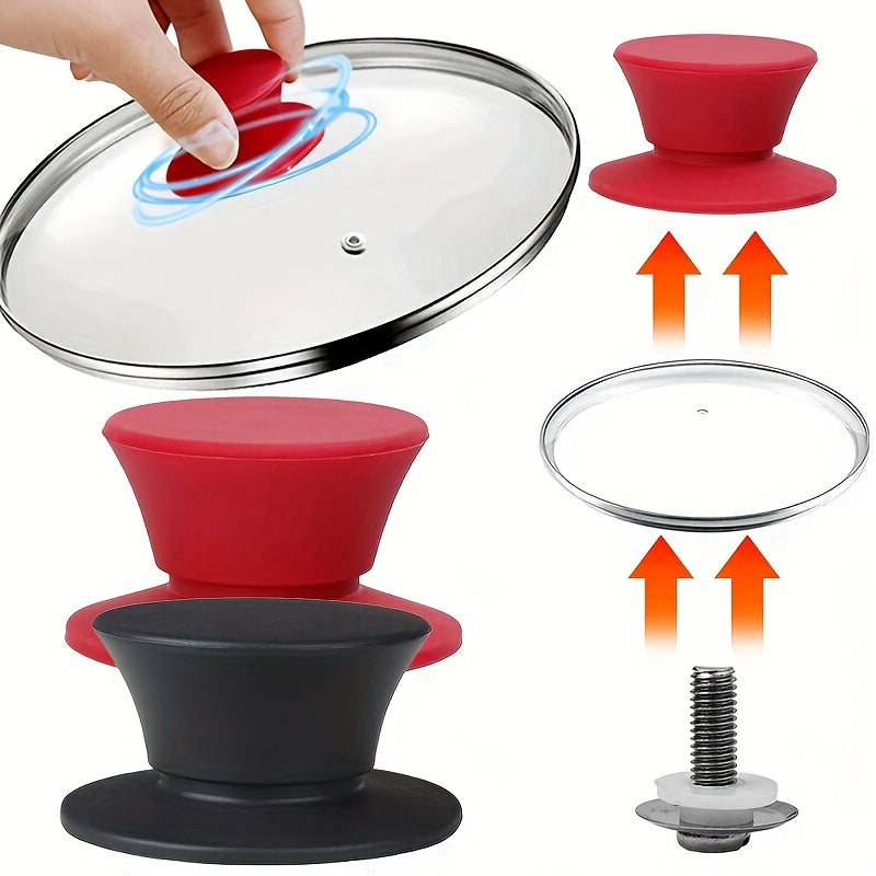 Pot Handle with Silicone Cover - Heat-Resistant Stainless Steel Lid Knob, Non-Electric Kitchen Accessory