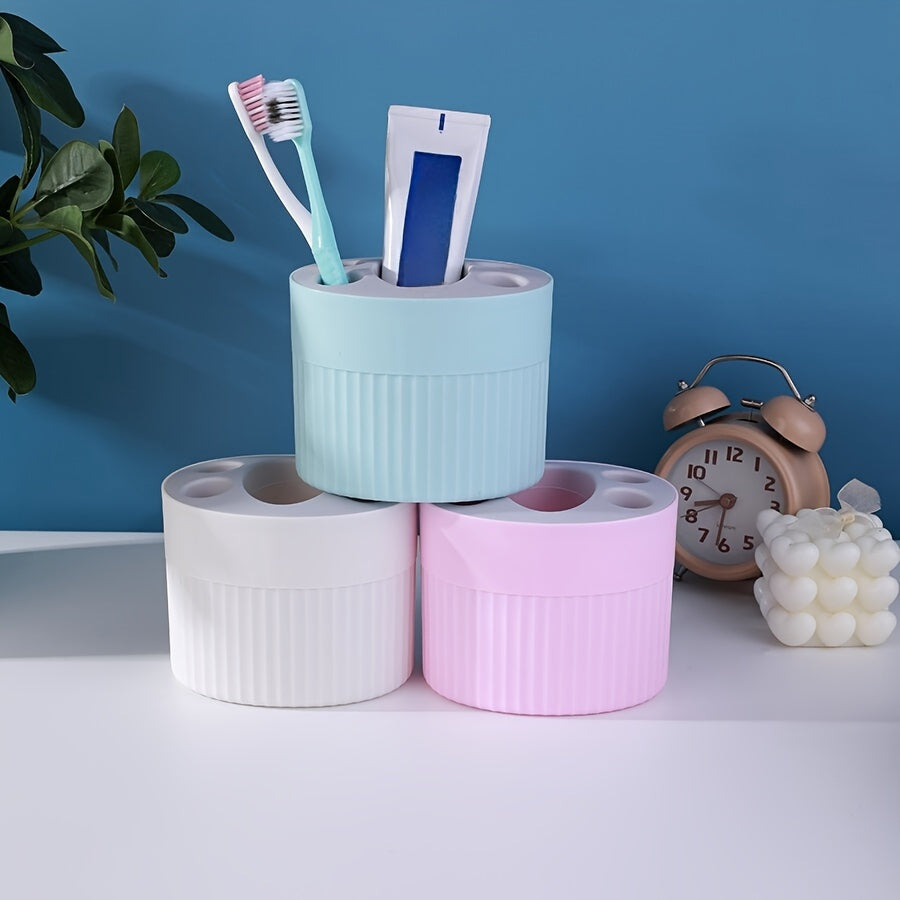 Toothbrush holder for household use, made of plastic. Can also be used as a storage box or organizer for toothbrushes and toothpaste in the bathroom.