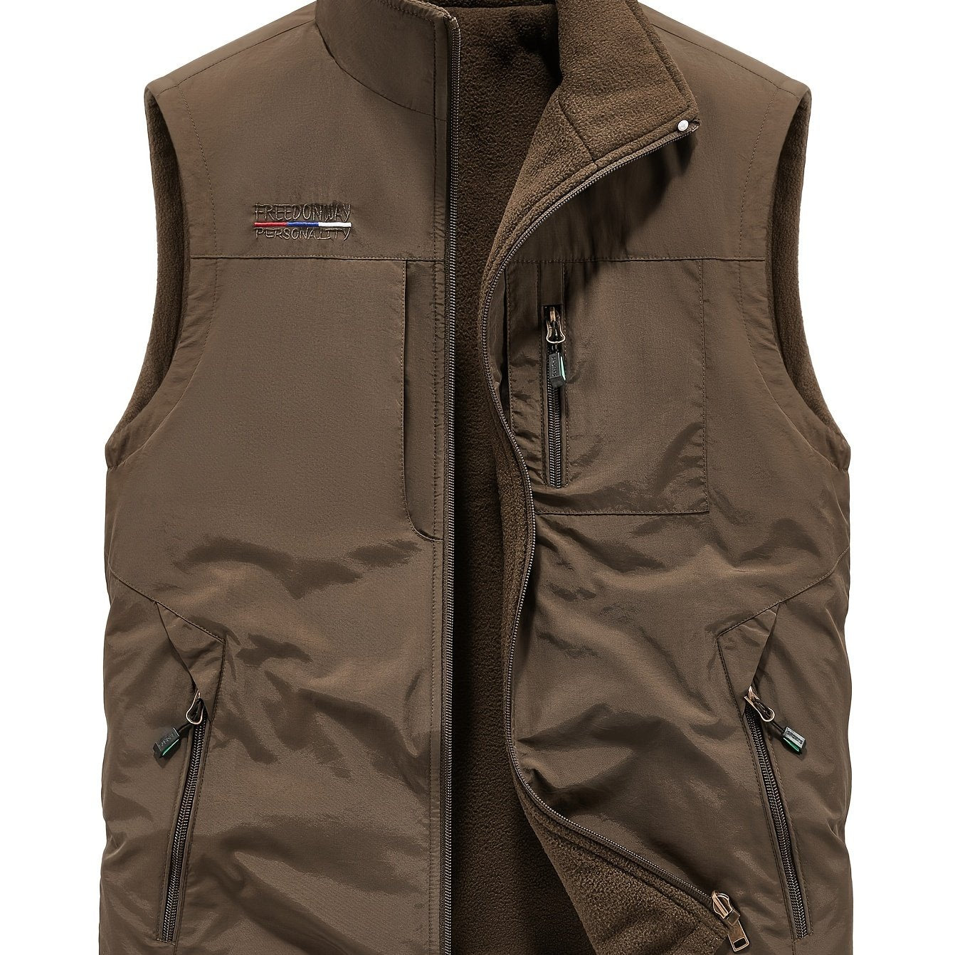 Men's Casual Zip Up Vest for Spring and Fall Outdoor Wear.