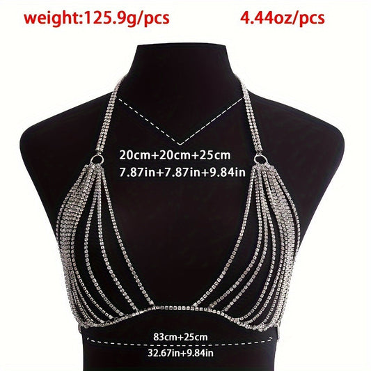 Add a touch of glamour with this stunning Sexy Crystal Body Chain featuring Synthetic Cubic Zirconia. Wear it as a Halter Neck Bikini Necklace for a vacation style look, or dress it up for a party - this versatile piece is perfect for daily wear. Makes a