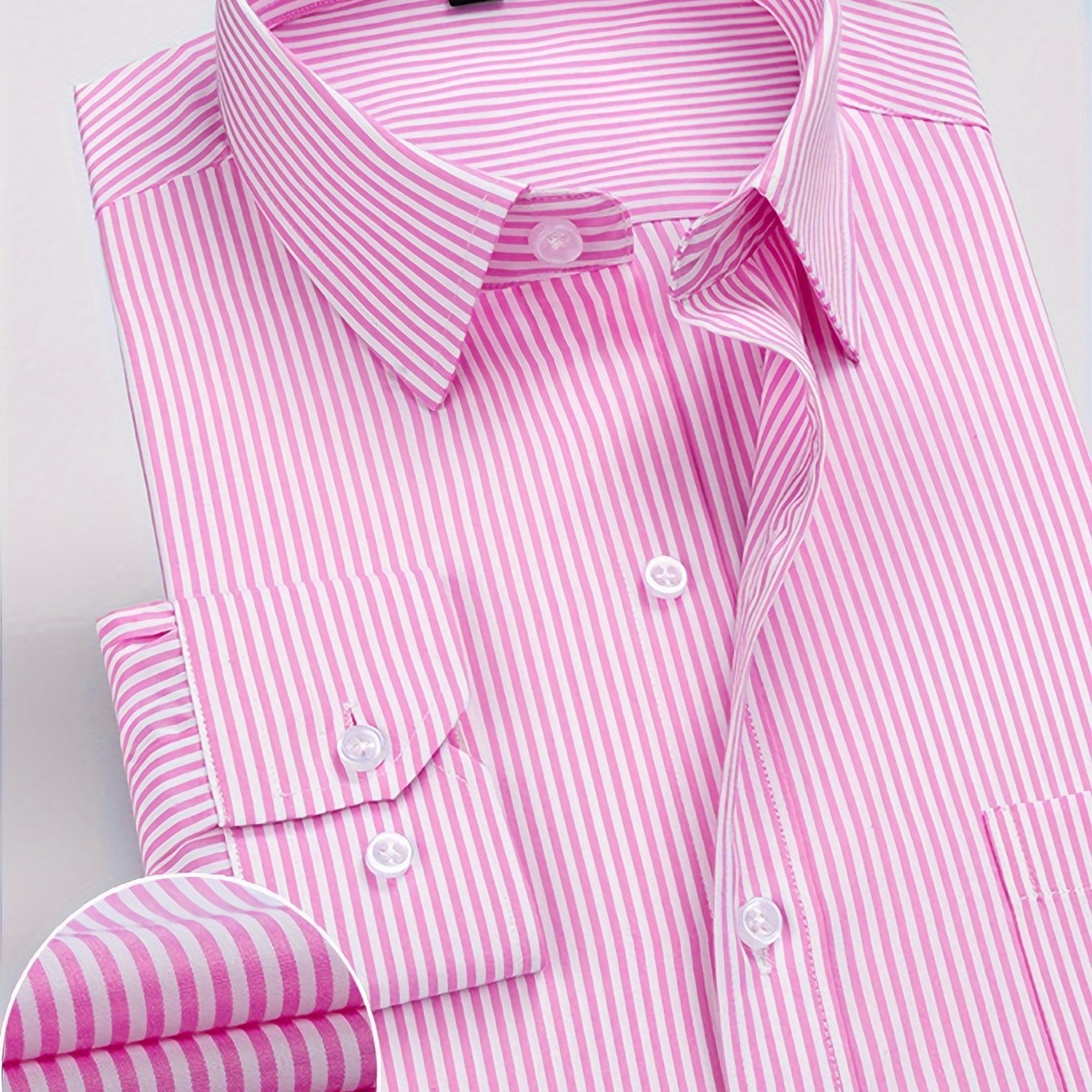 Business casual men's long-sleeve striped shirt with buttons