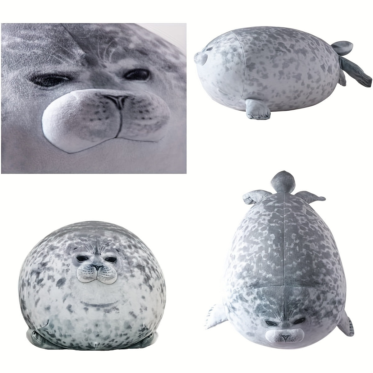 Soft and cuddly spotted seal plush toy for boys and girls, can be used as a pillow or room decoration. Perfect gift for kids on their birthday, Valentine's Day, or Christmas.