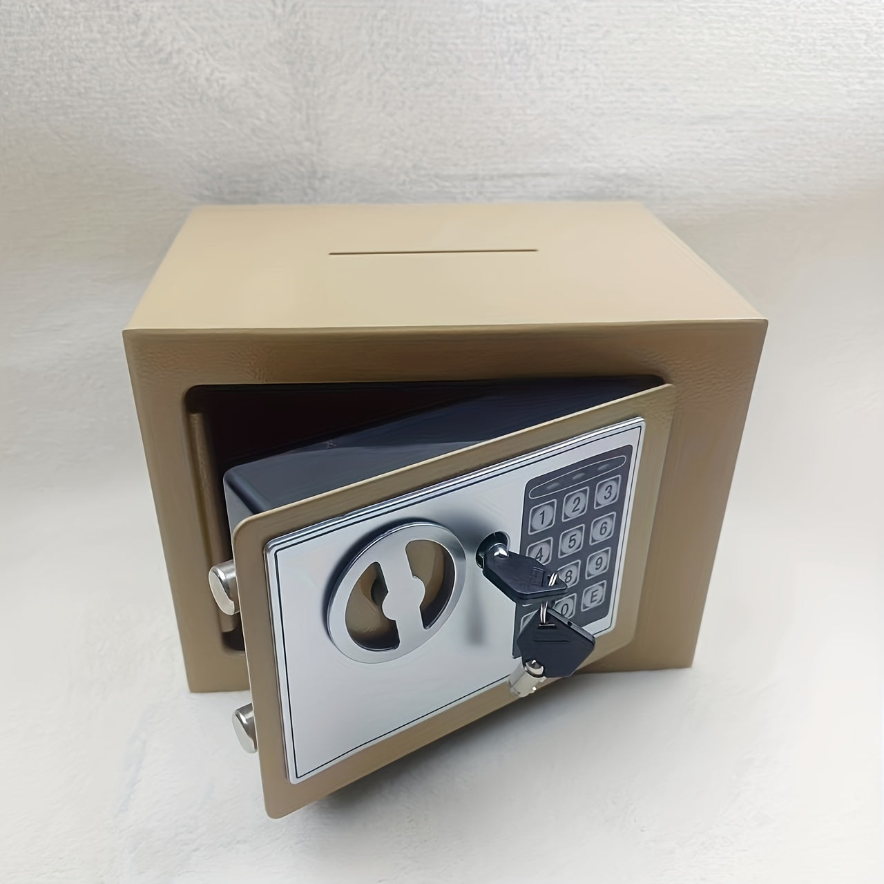 1pc Electronic Password Lock Safe Box for storing coins, paper money. Can be used for household or office storage.