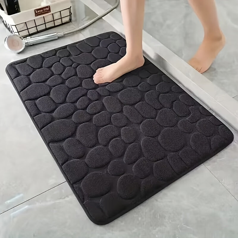 Soft and fluffy pebble design coral fleece bathroom floor mat with quick-drying non-slip rug. Fashionable, durable, and suitable for home decoration. Easy to use.