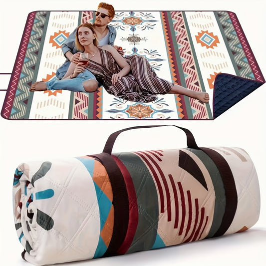 Bohemian Outdoor Picnic Blanket with Carry Bag for Camping, Beach, BBQ, Hiking, Travel - Stylish Design