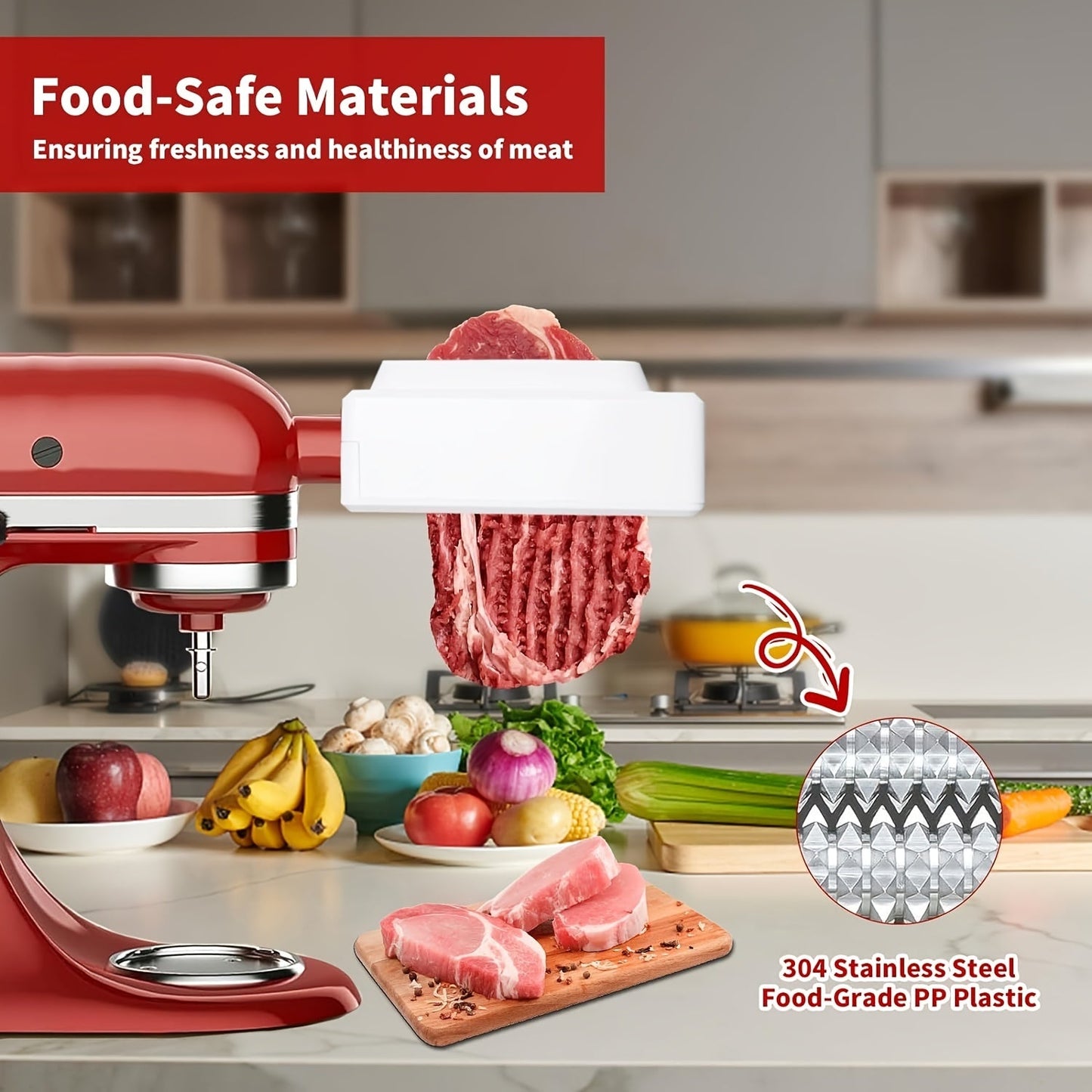 Compatible with all KitchenAid household vertical mixers, these meat tenderizer accessories are designed to make meat easier to chew, enhance marinade absorption and tenderize the meat for a more delicious result. They can also be easily cleaned in the