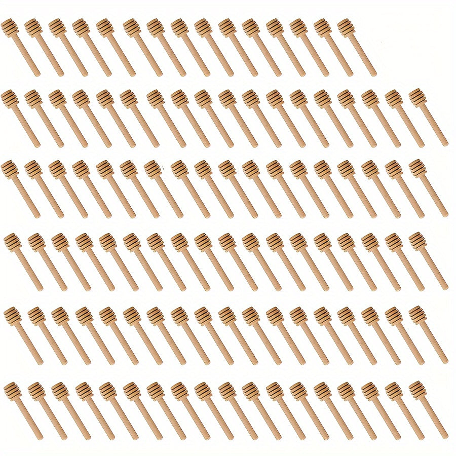 100 Mini Wooden Honey Spoons for Honey Jars and Dessert Making