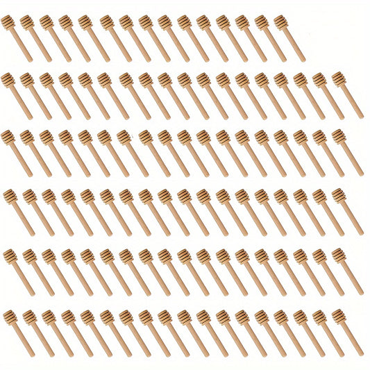 100 Mini Wooden Honey Spoons for Honey Jars and Dessert Making