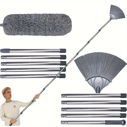 This 20-foot high duster set comes with a microfiber brush and extendable poles measuring 43.18cm. Ideal for reaching fans, spider webs, ceilings, blinds, furniture, and cars. No power required thanks to its durable plastic and metal construction.