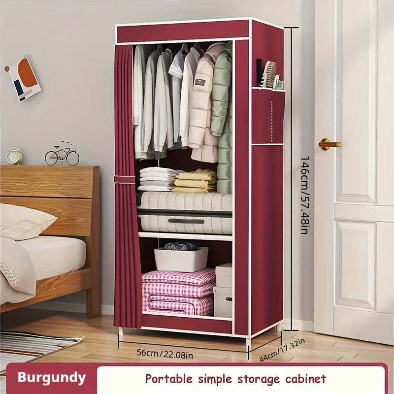 Conveniently Assemble Your Non-Woven Fabric Wardrobe - Roomy 3.2 Cubic Feet Storage Closet with Sturdy Metal Frame for Bedroom, Rental Housing, Organizing Clothes, and Home Storage. Easy to Set Up, Moveable Closet Solution