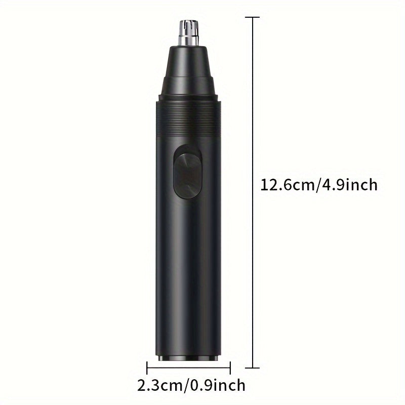 Professional 1pc battery-powered nose and ear hair trimmer for women and men, with stainless steel head for painless hair removal.