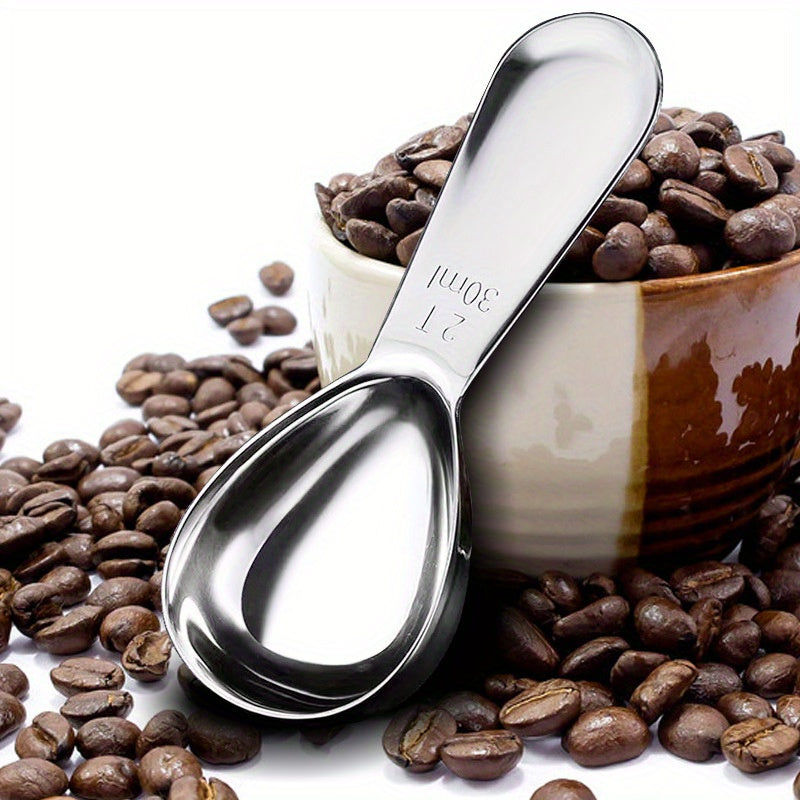 Stainless Steel Coffee Bean Measuring Spoon with Scale - 30ml Capacity, Ideal for Measuring Milk Powder, Coffee, or Baking Ingredients - 15ml Capacity