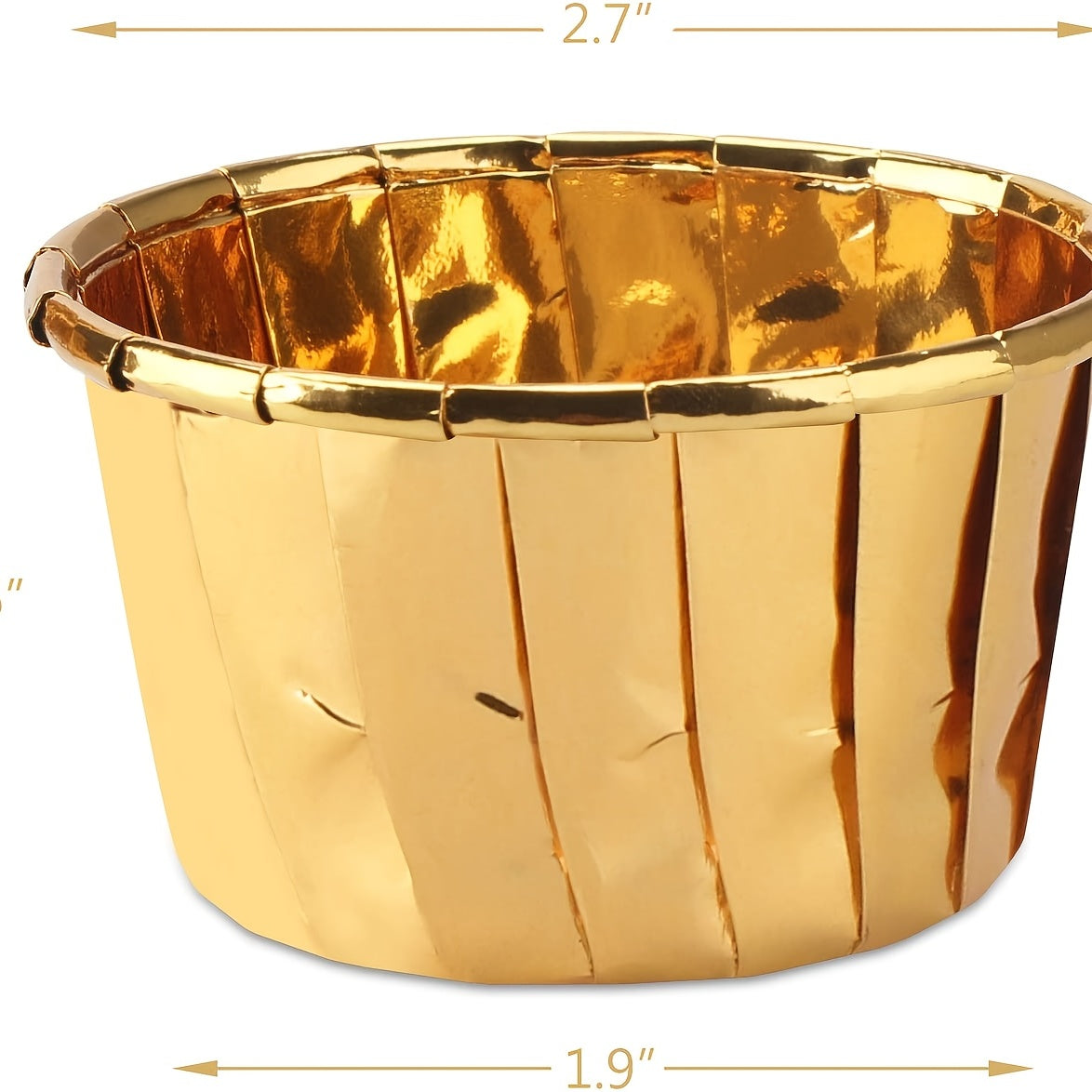 50 pieces of Golden Baking Cups - Disposable Ramekin Muffin Cups for Convenient Baking and Serving - Aluminum Cupcake Cups with Handy Pan Holders - Ideal for Small Foil Cups