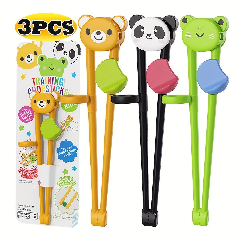 3 Cartoon Training Chopsticks for Easy Learning, Ideal for Home and Dorm Use