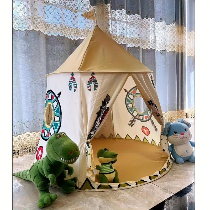 Foldable playhouse for kids in Indian tent style, resembling a princess castle, ideal for indoor games.