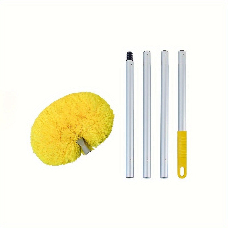 Get the 1pc Versatile Ceiling Fan & High Ceiling Duster with Extendable Pole for Easy Cleaning. This washable microfiber dust collector is perfect for cleaning fans, furniture, and cars efficiently. It's ideal for use in the bedroom, living room, and