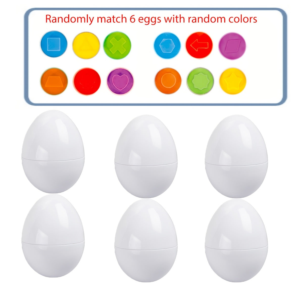 Interactive Egg Matching Game for Kids - Set of 6 with Numbers & Shapes, Enhances Fine Motor Skills & Sensory Development, Educational Toy for Boys & Girls, Great Birthday or Holiday Present, Enhances Matching Skills and Classification Abilities for