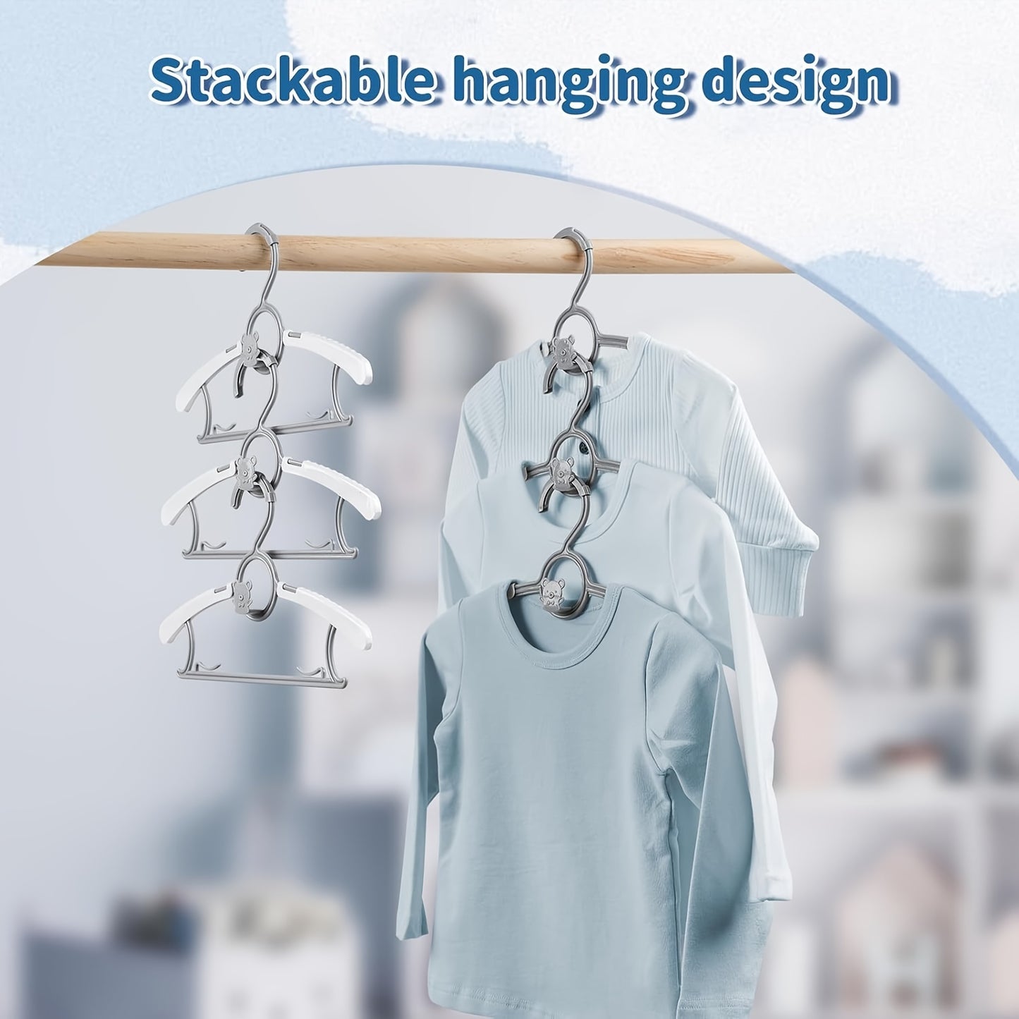 Adjustable retractable clothes hanger suitable for any occasion, in gray color. Perfect gift for Halloween, Thanksgiving, Christmas.