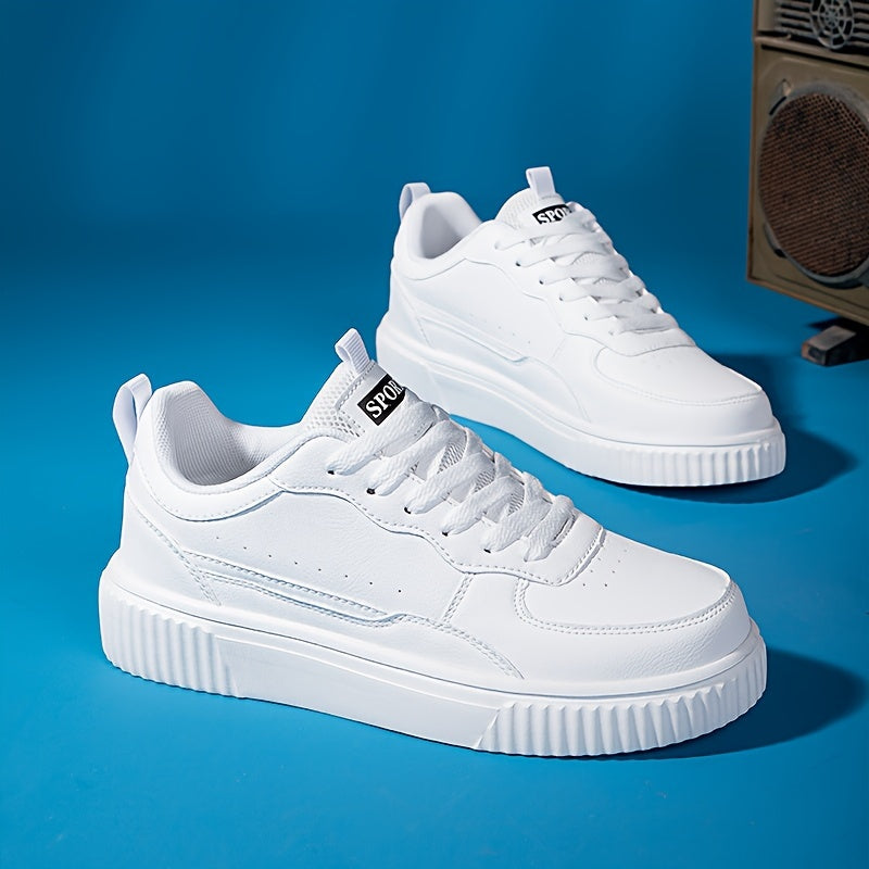 Lightweight lace-up sneakers in white, suitable for all seasons.