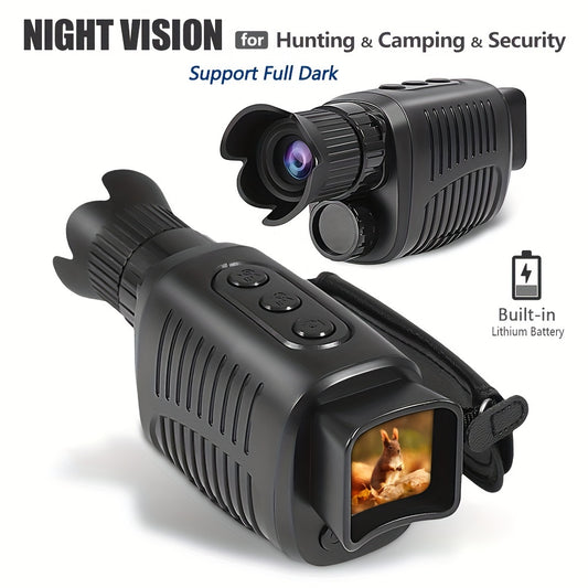 Compact 2.5K Infrared Night Vision Device with 10X Digital Zoom, supports up to 256GB TF card, USB rechargeable, 3W IR light, ideal for hunting and camping. Black color with built-in