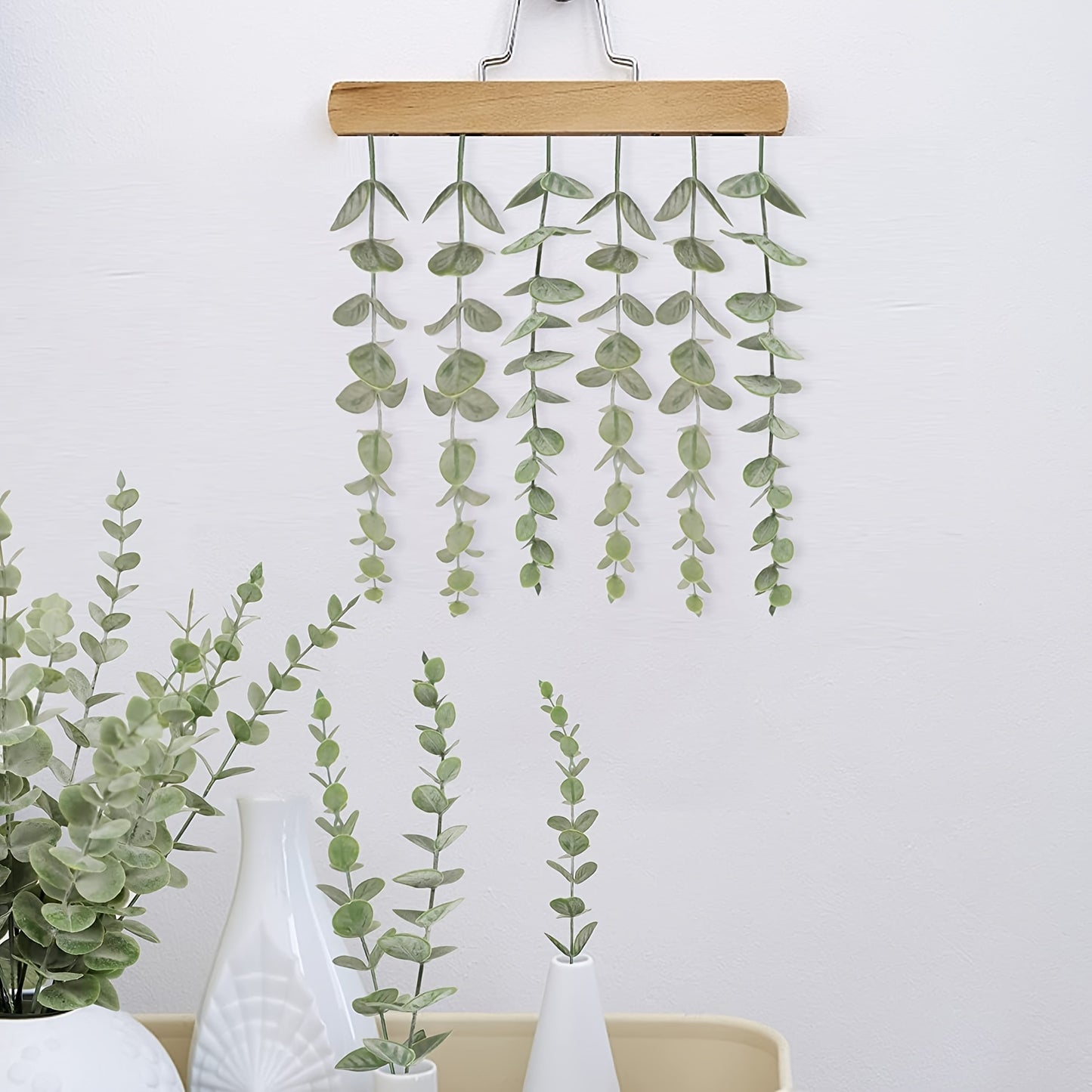 12/10pcs Artificial Eucalyptus Stem with True Gray Green Leaves for Home, Office, Wedding Decoration