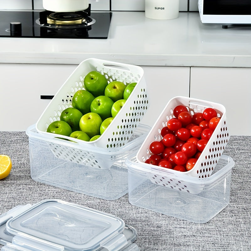 Keep your fruits, vegetables, berries, and meat fresh longer with this set of 9 large leakproof fridge storage containers featuring removable colanders. Dishwasher safe for easy cleaning.