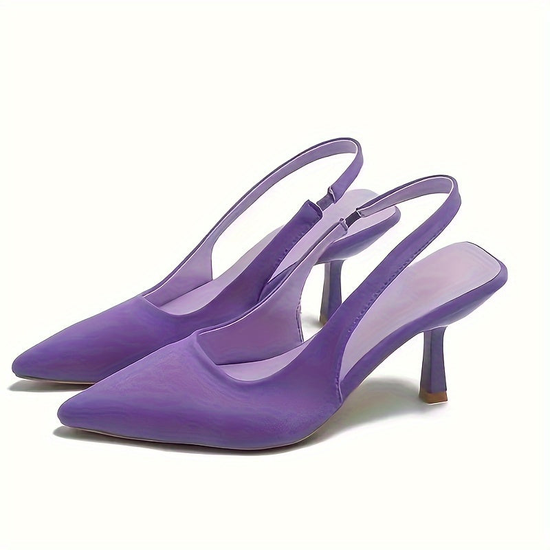 Solid color stiletto heels for women with elegant point toe and slingback design.