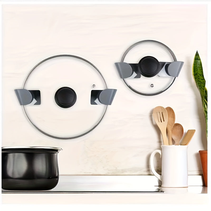 Wall-Mounted Kitchen Organizer Set - Includes Pot Lid Holder & Utensil Rack, Easy Installation without Drilling, Space-Saving Storage Solution for Pots, Lids, and Cutting Boards - Perfect for Home or Restaurant Use, 4 Pieces