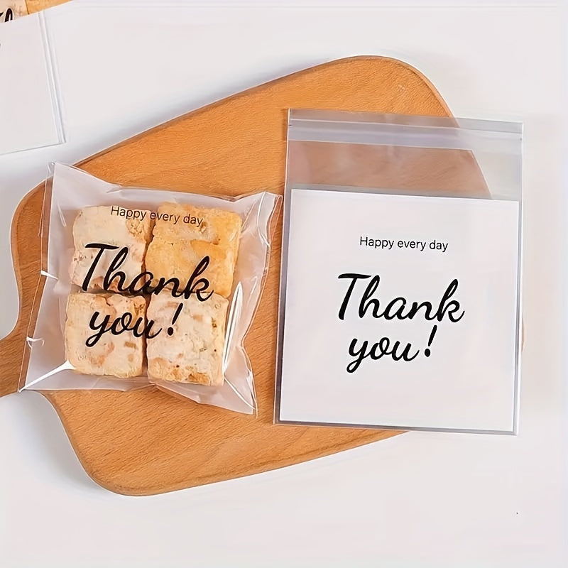 100 Festive Snowflake 'Thank You' Self-Sealing Gift Bags - Ideal for Cookies, Candy, Jewelry & More - Transparent OPP Packaging