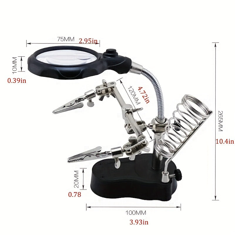 LED Magnifying Desk Lamp with Hand Repair Clip - Perfect for Jewelry, Miniatures, and Hobbyists