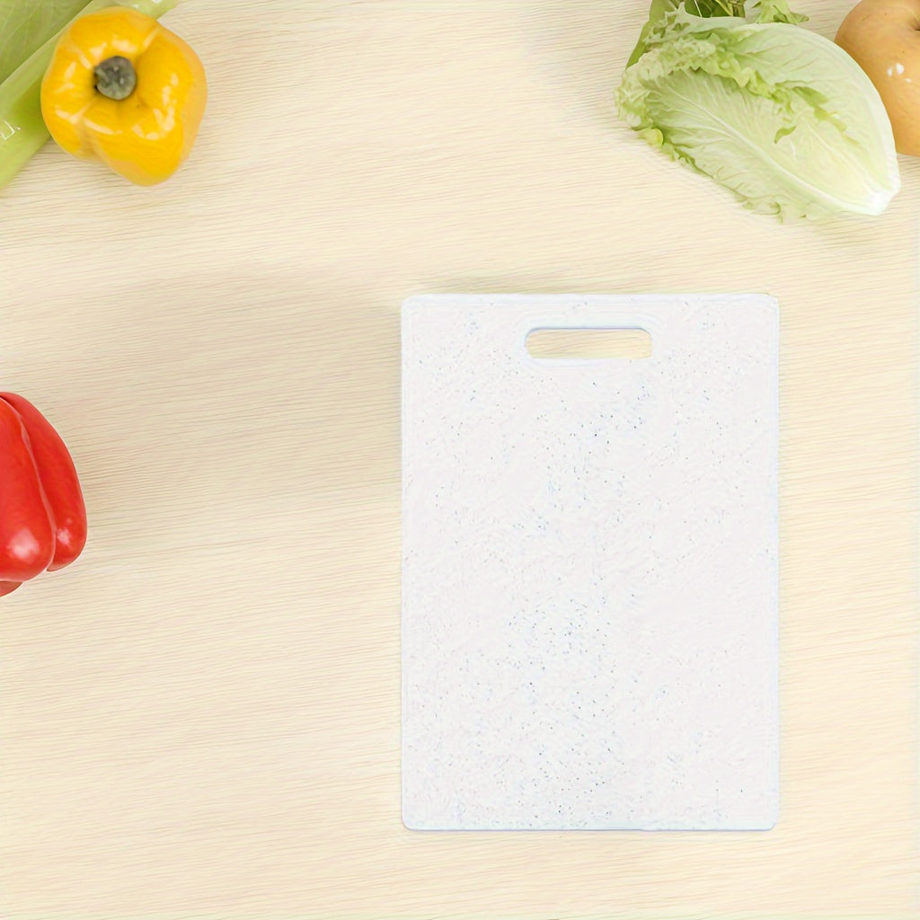 1 piece of plastic cutting board that can be used as a butcher block, cheese charcuterie board, or for cutting meat, cheese, bread, vegetables, and fruits. Perfect for home or dormitory use, this cutting board is a must-have kitchen gadget and makes a