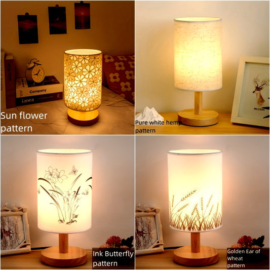 Stylish LED table lamp with adjustable brightness, USB powered, solid wood base in 3 colors, ideal for any room decor.