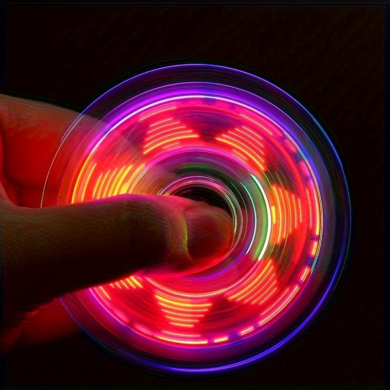 LED light-up transparent fidget spinner for stress relief and fun for all ages.