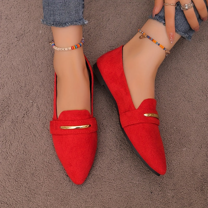 Lightweight Solid Color Flats, Elegant Slip-On Loafers for Women