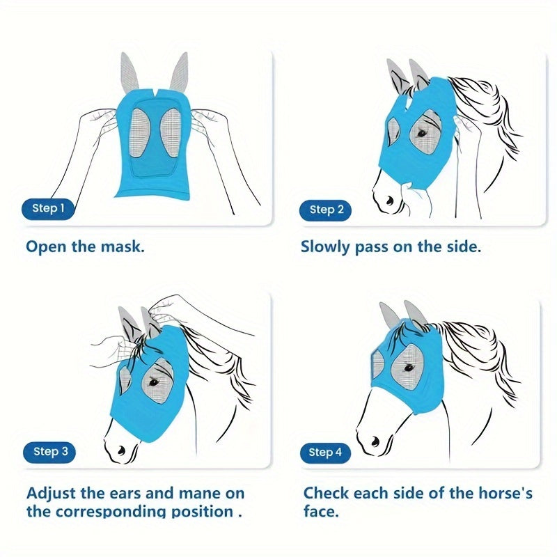 "CareMaster Comfort-Fit Horse Fly Mask with Ears" предлагает дышащую, легкую сетчатую защиту для лошадей.