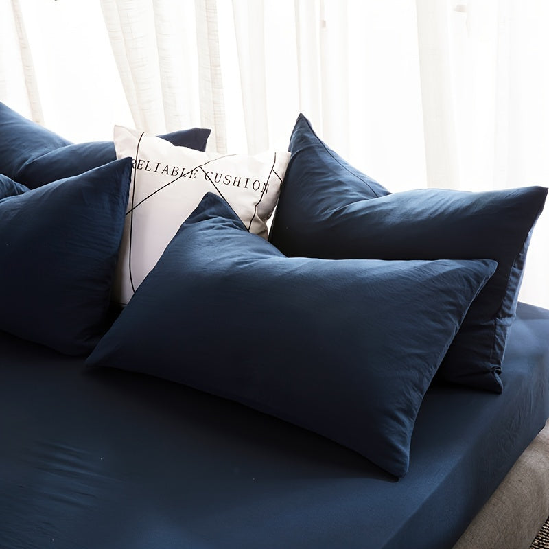 Choose from three different colors - Pure White, Gray, or Navy Blue, with this set of two solid color versatile pillowcases. Made from soft and breathable material with a frosted treatment, these pillowcases are machine washable and come without any