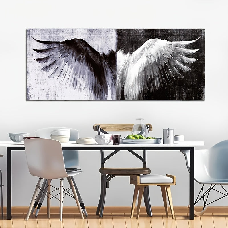 Modern black and white angel wings canvas art - Stunning decor for home and office