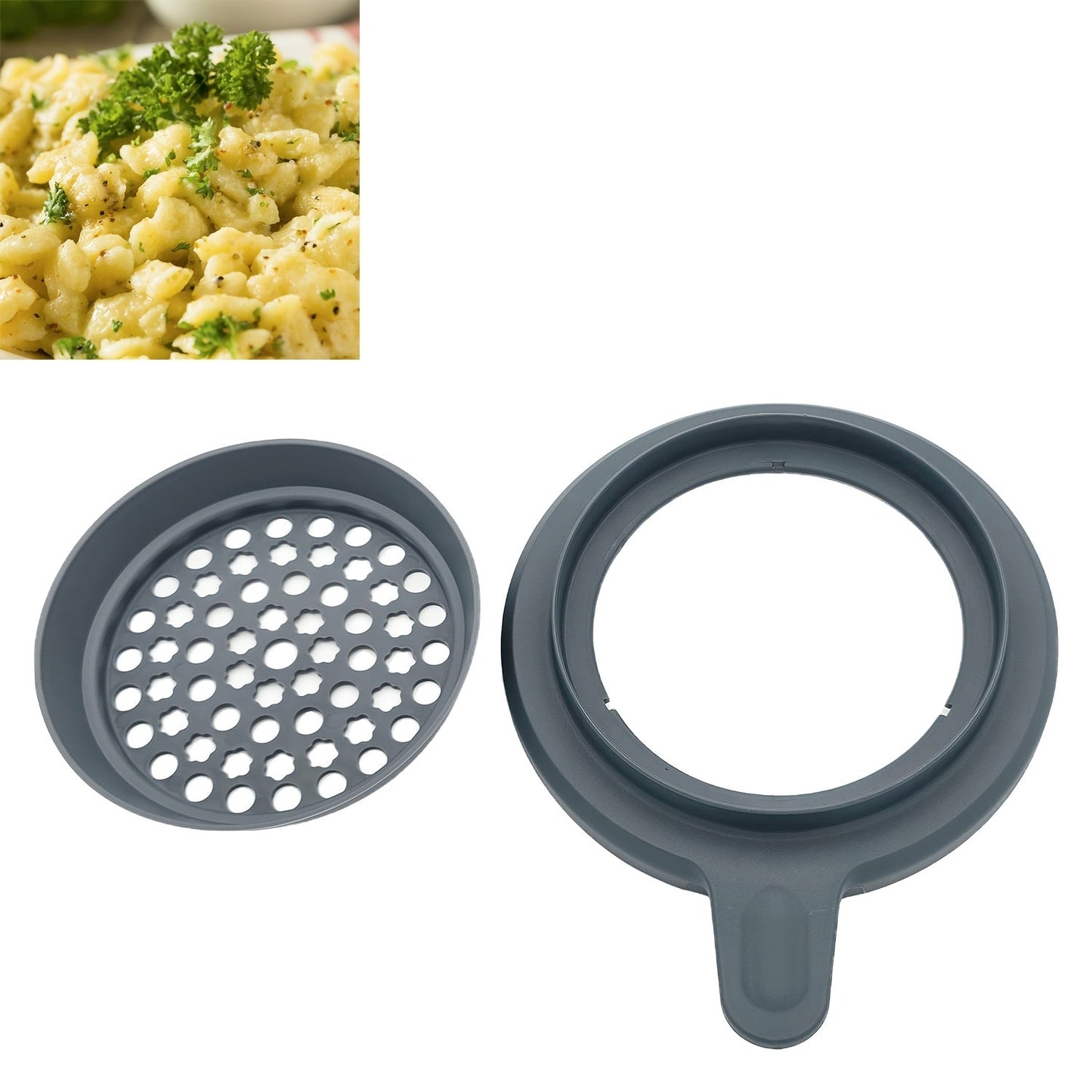 Thermomix SPAETZLE Maker Attachment Set includes Large Hole Pot Cover, Batter Dispenser, and Food-Grade Plastic Kitchen Mixer Accessory for TM6 TM5. Perfect for Office Use.