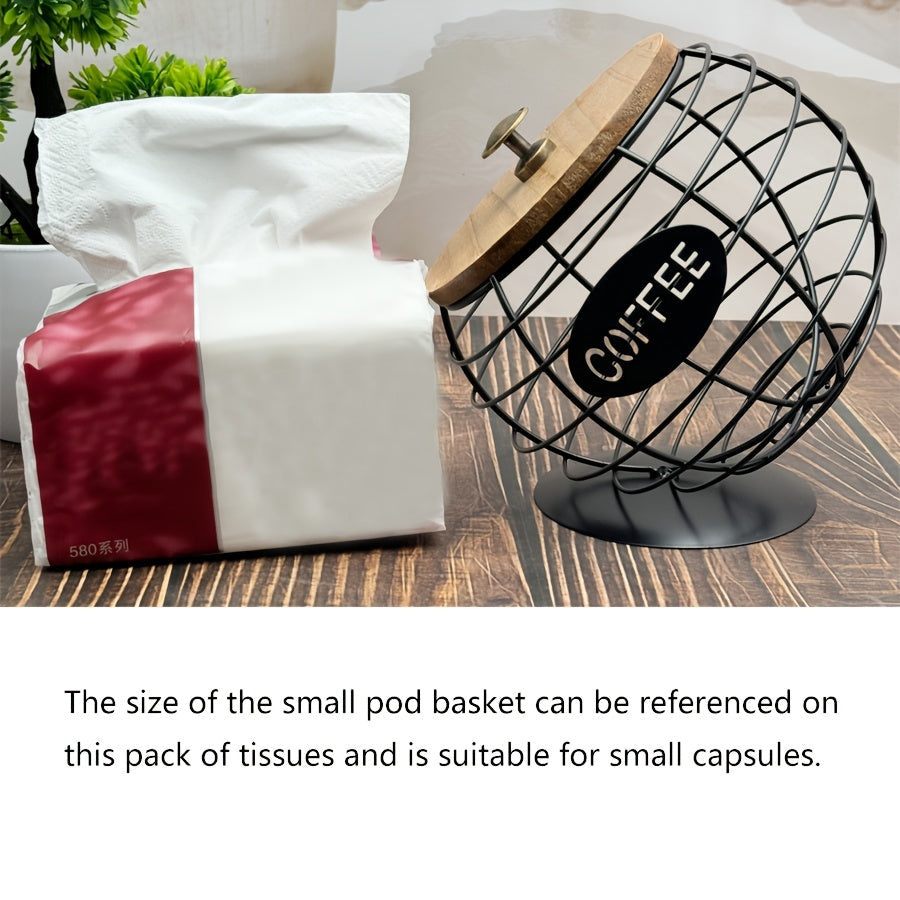 Iron coffee capsule holder with a slanted design for displaying in homes, bars, and cafes - one-of-a-kind pod basket.