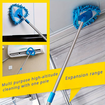 Telescopic Triangle Cleaning Mop - The Ultimate Multi-Surface Dust Removal Tool with a Long Handle and No Dead Corner, Made of Durable Plastic for Every Area of Your Home and Car