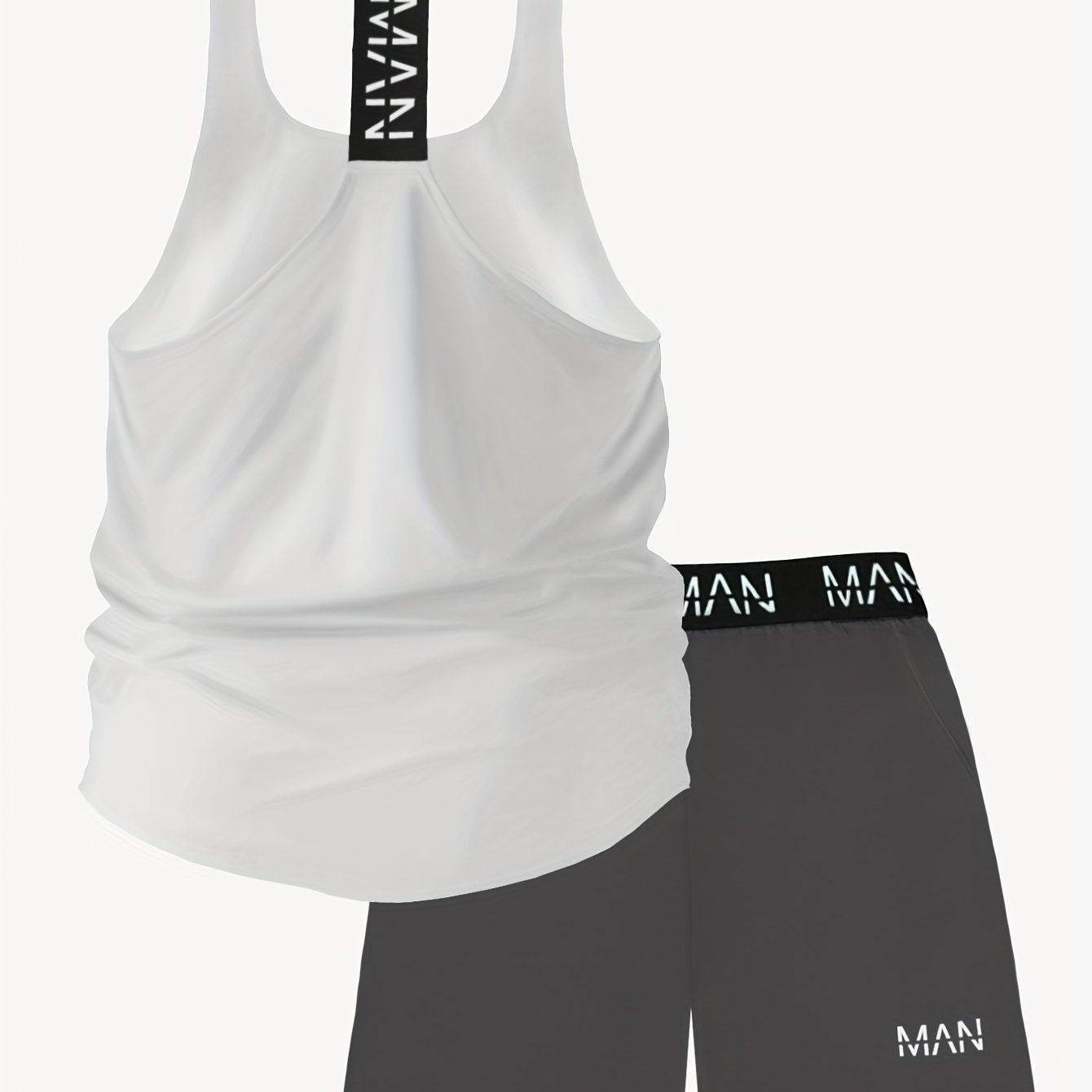 Men's 2-piece athletic set: tank top and training shorts, breathable and stretchy sportswear