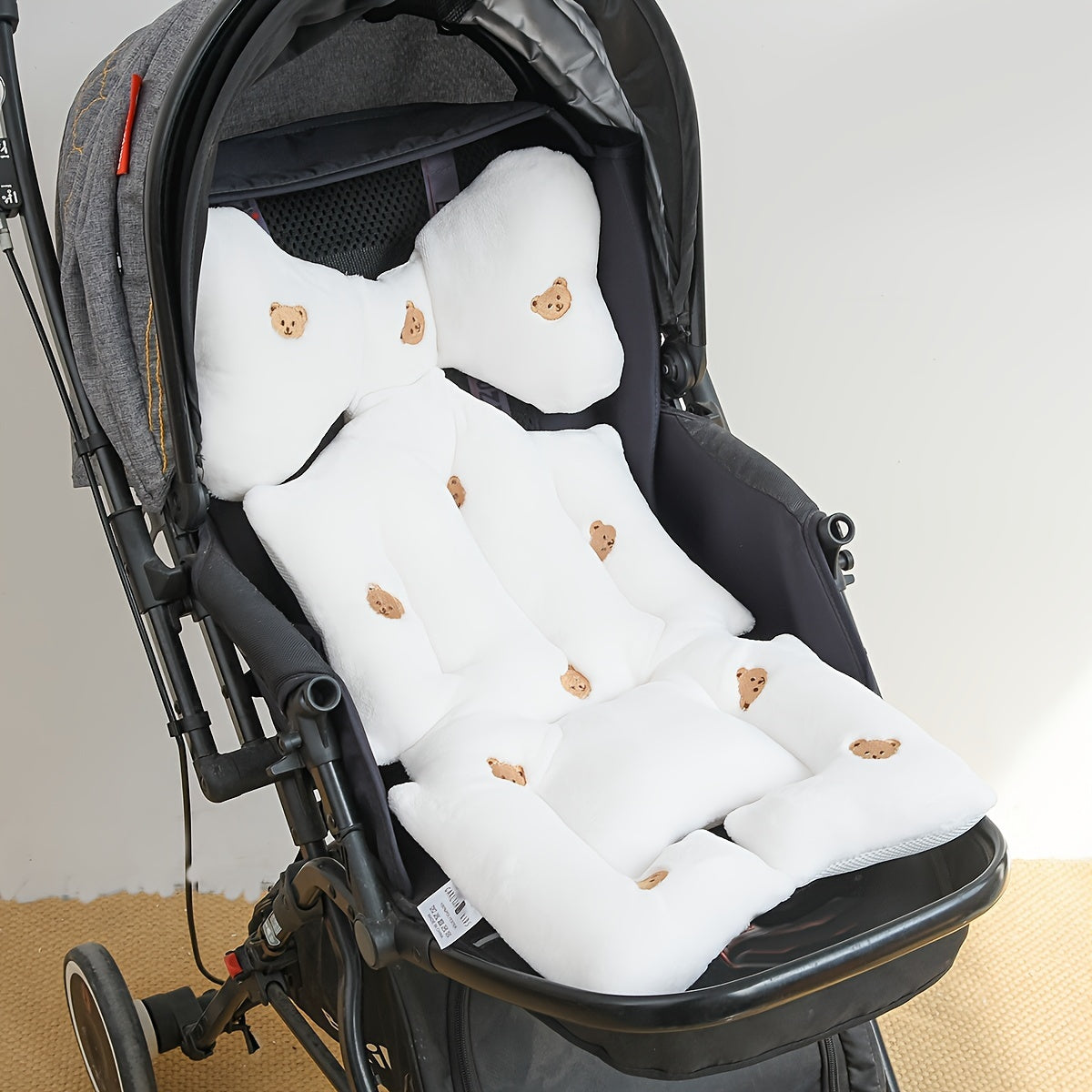 Soft and cozy stroller seat cushion for kids - with embroidery, provides year-round comfort, easily machine washable