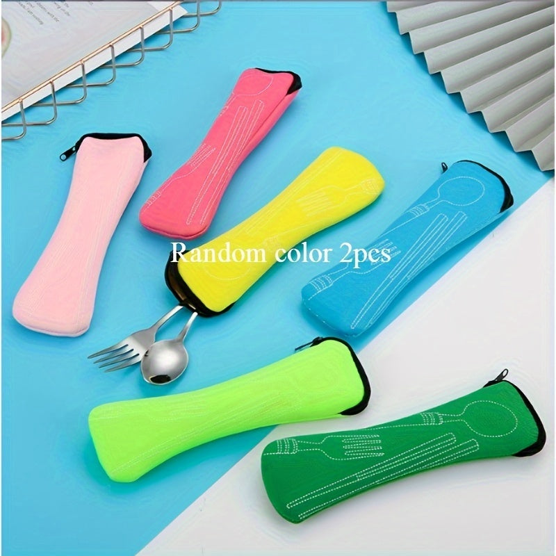 Durable Portable Utensil Pouch - Leak-Proof and Rust-Resistant - Ideal for Camping, Picnics, School, Office, Home Organization, and Storage - Features Zipper Closure for Easy Access - Ensures Clean and Organized Storage of Fork, Spoon, and Knife